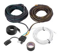 Bitiontry Upgraded 4 Pin 5 Wire Trailer Wiring Harness for 26ft Trailer Rewiring Double Sided Tail Light, Solid Copper Wishbond Trailer Light Kit, 4-Way Flat, 5-Wire Trailer Plug with Nylon Net Tube