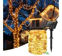 bitjam 1 Pack Solar Fairy Lights for Outside Waterproof, 49FT/15M 150LED Solar String Lights Outdoor 8 Modes Solar Twinkle Lights for Garden Yard Christmas Tree Wedding Party Decor, Warm White