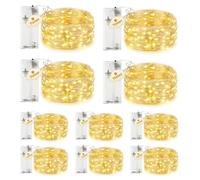 bitjam 10 Pack Fairy Lights Battery Operated with Timer, 2M String Light | 20 LED Waterproof Small Silver Wire Christmas Lights Battery Powered for Indoor Bedroom Bottle Wedding Decorations,Warm White