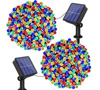 bitjam 2 Pack Solar Fairy Lights Outdoor Garden, 2 x 12M 120LED String Lights Solar Powered Waterproof 8 Modes Multicolor Decorative Lights for Christmas Fence Tree Party Patio