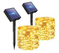 bitjam 2 Pack Solar String Lights Outdoor Garden, 12M 120 LED Fairy Lights Solar Powered Waterproof, 8 Modes Copper Wire Light for Patio Yard Wedding Christmas Party Decorations, Warm White