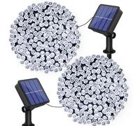 bitjam 2 Pack Solar String Lights Outdoor Garden, 2 x 12M 120LED Fairy Lights Solar Powered Waterproof 8 Modes Decor Lights for Christmas Fence Tree Wedding Party Patio (Cool White)