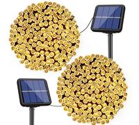 bitjam 2 Pack Solar String Lights Outdoor Garden, 2x12M 120LED Fairy Lights Solar Powered Waterproof 8 Modes Decor Patio Lights for Outside Christmas Fence Tree Wedding Party Gazebo, Warm White