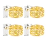 bitjam 4 Pack Fairy Lights Battery Operated with Timer, 2M String Light | 20 LED Waterproof Small Silver Wire Lights Battery Powered for Indoor Bedroom Bottle Wedding Christmas Decorations,Warm White