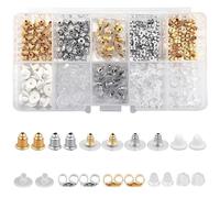 Bitone 450Pcs Earring Backs,10 Styles Earring Backs Safety Backs,Rubber,Clear,Plastic, Butterfly Shape Stoppers with Storage Box, Earrings Stoppers for Women's DIY Jewelry Supplies