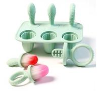 Bitone BPA-Free Silicone Ice Lolly Moulds with Sticks,6 Pcs Ice Cream Moulds Kit for Toddlers with Reusable Sticks,Freezer and Dishwasher Safe(-40°C to 230°C),Baby Food Safe-17ml(Green)