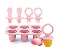 Bitone BPA-Free Silicone Ice Lolly Moulds with Sticks,6 Pcs Ice Cream Moulds Kit for Toddlers with Reusable Sticks,Freezer and Dishwasher Safe(-40°C to 230°C),Baby Food Safe-17ml(Pink)