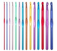 Bitone Crochet Hooks,14Pcs Multicolor Aluminum Knitting Needles,Crochet Kits for Beginners Adults,Aluminum Crochet Needles Ergonomic Grip for Arthritic Hands Crochet Gift (14 Sizes)