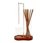 Bitone Incense Holder,Wooden Upside Down Incense Stick burner, with Removable Glass Ash Catcher for Tea,Yoga, Spa, Zen Meditation (Brown)