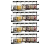 Bitone Spice Racks Organiser,4 Tier Hanging Spice Racks Wall Mounted,Space-Saving Spice Organiser with Adhesive Stickers and Screws Kitchen Pantry Shelf for Spices and Condiments, Jars (Black)