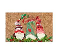 Bitong Christmas Decorative Doormat, Red, Small to Medium, Non-Slip, Water-Resistant, Machine Wash, Both Indoor & Outdoor, Cartoon Pattern, Rectangular, 4 x 4E+1 cm
