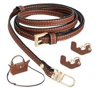 BITOWO Bag Straps for Longchamp Mini Bag, Dark Brown Genuine Leather, Adjustable Shoulder Strap, No Punch, For Women's Crossbody Handbags - GW