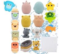 BITOYO Baby Bath Toy, 19PCS Toddler Bath Toys Set with Waterfall Bath Toys Silicone Squeeze Squirting Toy Sensory Toy and Stacking Toys, Floating Bathtub Toys Pool Beach Water Toy for Kids Babies