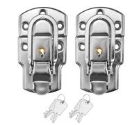 Bitray 2Pcs Duck Billed Hasp Latch Luggage Suitcase Hasps Latches Iron Toggle Hasp Latches with Screws Silver