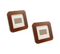 Bitray 2Pcs Square Wood Frame 3.5 x 3.5 Classic Square Frame Photo Collage Frame with White Photo Mat Fit for Photo 1.9"/4.8cm x 1.2"/3cm with Mat or 3.5 x 3.5 Inch without Mat