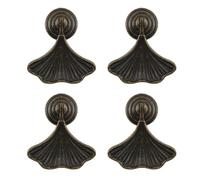 Bitray 4Pcs Vintage Dresser Knobs Bronze Drop Pendant Pull Handle Round Fan Design Drawer Knobs