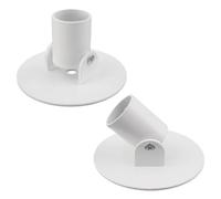 Bitray Adjustable Flange Pole Base, 3.54"/180° Swivel Metal Wall Mount Bracket, Holder Fits 1.02"/26mm Rod with Screws & Expansion Pipe, for Umbrella, Curtain, Flag and Outdoor Support Rods, White