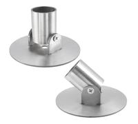 Bitray Adjustable Flange Pole Base, 3.54"/180° Swivel Metal Wall Mount Bracket, Holder Fits 1.02"/26mm Rod with Screws & Expansion Pipe, for Umbrella, Curtain, Flag and Outdoor Support Rods, Silve