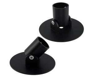 Bitray Adjustable Flange Pole Base, 3.54"/180° Swivel Metal Wall Mount Bracket, Holder Fits 1.02"/26mm Rod with Screws & Expansion Pipe, for Umbrella, Curtain, Flag and Outdoor Support Rods, Black