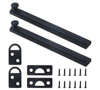 Bitray Slide Bolt Latch of Copper 6 Inch Equipped with Strike Plate&Screws Black Retro Track Door Bolts 2 Sets