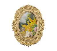 Bitray Vintage Oval Picture Frame 8.3x6.7 Inch Gold Glass Front Table Decoration Wall Hanging Home Decor