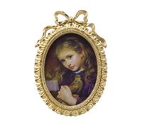 Bitray Vintage Picture Frame, 8.5" x 6" Oval Bowknot Photo Frames with Glass Front, Home Decor for Wall Haning or Tabletop Display
