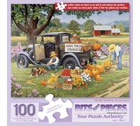Bits and Pieces - 100 Piece Jigsaw Puzzle for Adults - Home Grown - Fall On The Farm Jigsaw Puzzle by John Sloane, Completed Puzzle Size: 15" x 19"