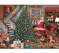 Bits and Pieces - 1000 Piece Christmas Jigsaw Puzzle for Adults - Christmas Joy by Bigelow Illustrations - Santa Puzzle with Unique Random Cut Pieces, 20" x 27" - Puzzle Made from Recycled Materials