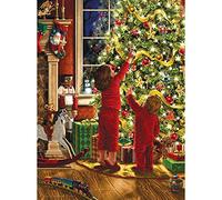Bits and Pieces - 1000 Piece Embellished Glitter Puzzle - Children Decorating The Christmas Tree by Artist Liz Goodrick Dillon - Family Holiday Fun - 1000 pc Jigsaw