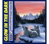 Bits and Pieces - 1000 Piece Glow in the Dark Puzzle - Winter's Dawn, Snowy Winter, Wolf - by Artist Jeff Tift - 1000 pc Jigsaw