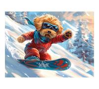 Bits and Pieces - 1000 Piece Jigsaw Puzzle for Adults - 20" x 27" - Snowboarder - 1000 pc Winter Dog Jigsaw by Shawna Stewart