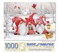 Bits and Pieces - 1000 Piece Jigsaw Puzzle for Adults 20" x 27 - Three Gnomes - 1000 pc Christmas Winter Jigsaw by Artist Makiko