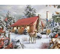 Bits and Pieces - 1000 Piece Jigsaw Puzzle for Adults - New Friends - 1000 pc Winter Cabin Jigsaw by Artist Alan Giana