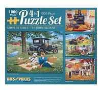Bits and Pieces - 1000 Piece Jigsaw Puzzle for Adults - Simpler Times 4-in-1 Multi-Pack Set - 1000 pc Old School Country Farm Jigsaw by Artist John Sloane