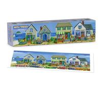 Bits and Pieces 1000 Piece Puzzles for Adults - Surfside Village Panoramic - Large 13" x 38" Jigsaw Puzzles 1000 Pieces Seaside Town Beach, No 2 Pieces Alike