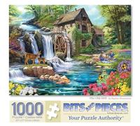 Bits and Pieces 1000 Piece Puzzles for Adults - The Old Mill - Large 20" x 27" Jigsaw Puzzles 1000 Pieces Forest River Animals Picnic, No 2 Pieces Alike