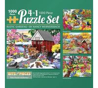 Bits and Pieces - 1000 Piece Rustic Gardens Multipack 4-in-1 Puzzle Set - 1000 Piece Jigsaw Puzzle Set for Adults - Each Puzzle Measures 51cm x 69cm - Spring Garden Jigsaw by Artist Nancy Wernersbach