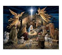 Bits and Pieces - 200 Piece Jigsaw Puzzle Age 8+ for Seniors - 15" x 19" - in The Manger - 200 pc Large Lettered Pieces Christmas Religious Jigsaw by Artist Ruane Manning
