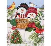 Bits and Pieces - 200 Piece Jigsaw Puzzle for Adults - Snow Couple Feeding the Birds - 200 pc Snowman Fun Jigsaw by Artist William Vanderdasson