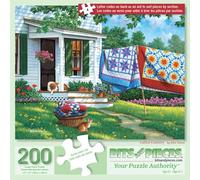 Bits and Pieces 200 Piece Puzzles for Adults - Calico Country - 200 Extra Large Pieces 15" x 19" Jigsaw Puzzles, Quilts Farm Spring, No 2 Pieces Alike