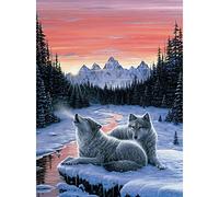 Bits and Pieces - 300 Piece Glow in the Dark Puzzle - Winter's Dawn, Snowy Winter, Wolf - by Artist Jeff Tift - 300 pc Jigsaw