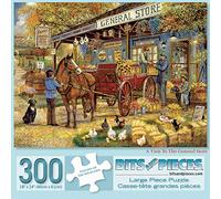 Bits and Pieces - 300 Piece Jigsaw Puzzle for Adults 18" x 24" - A Visit to The General Store - 300 pc Classic Farmer Jigsaw by Artist Ruane Manning