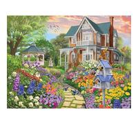 Bits and Pieces 300 Piece Puzzles for Adults 300 Large Pieces 18" x 24" Jigsaw Puzzles, Flowers Birds Gazebo, Random Die Cut, No 2 Pieces Alike, Victorian Garden Path
