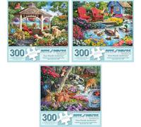 Bits and Pieces 300 Piece Puzzles for Adults Animal Puzzle 3-Pack - 300 Large Pieces 18" x 24" Jigsaw Puzzles, Larry Jones, No 2 Pieces Alike