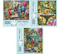 Bits and Pieces 300 Piece Puzzles for Adults Cat Puzzle 3-Pack - 300 Large Pieces 18" x 24" Jigsaw Puzzles, Larry Jones, No 2 Pieces Alike