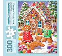 Bits and Pieces 300 Piece Puzzles for Adults, Gingerbread House 300 Large Pieces 18" x 24" Jigsaw Puzzles - Winter Christmas Holiday - Random Die Cut Pieces No 2 are Alike