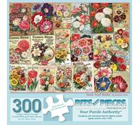 Bits and Pieces 300 Piece Puzzles for Adults - Seed and Bulbs - 300 Large Pieces 18" x 24" Jigsaw Puzzles, Vintage Flower Seed Collage, No 2 Pieces Alike