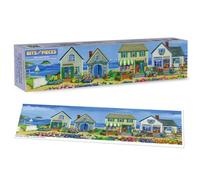 Bits and Pieces 300 Piece Puzzles for Adults - Surfside Village Panoramic - 300 Large Pieces 12" x 36" Jigsaw Puzzles, Seaside Town Beach, No 2 Pieces Alike