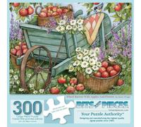 Bits and Pieces 300 Piece Puzzles for Adults - Wheel Barrow with Apples and Flowers - 300 Large Pieces 18" x 24" Jigsaw Puzzles, Country Rustic Americana, No 2 Pieces Alike