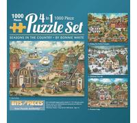 Bits and Pieces - 4-in-1 Multi-Pack - 1000 Piece Jigsaw Puzzles for Adults - 1000 pc 'Seasons in The Country' Puzzle Set Bundle by Artist Bonnie White - 20" x 27"